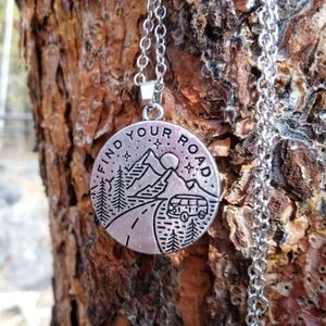 Van Life Necklace "Find Your Road" - Camping, Travel, Hiking, Outdoors, Minimal